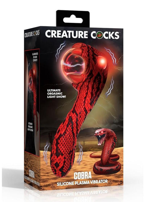 Creature Cocks Cobra Rechargeable Silicone Plasma Vibrator - Black/Red