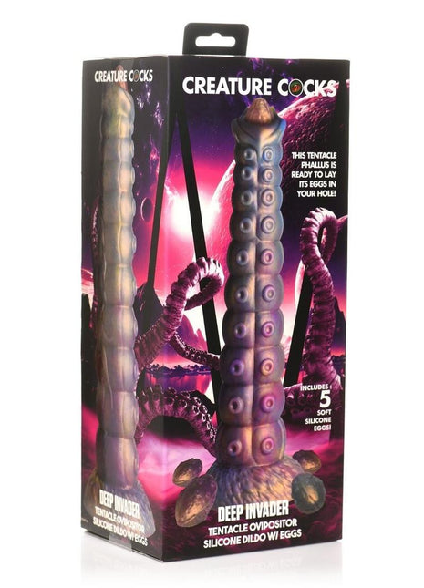 Creature Cocks Deep Invader Tentacle Ovipositor Silicone Dildo - Multicolor