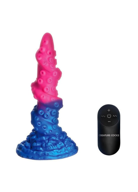 Creature Cocks Deluxe Lord Kraken Vibrating Rechargeable Silicone Glow In The Dark Dildo - Glow In The Dark/Multicolor