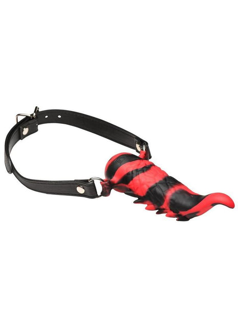 Creature Cocks Demon's Tongue Vibrating Rechargeable Silicone Oral Enhancer with Harness - Black/Red