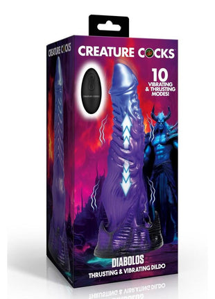 Creature Cocks Diabolos Thrusting and Vibrating Rechargeable Silicone Dildo - Black/Purple