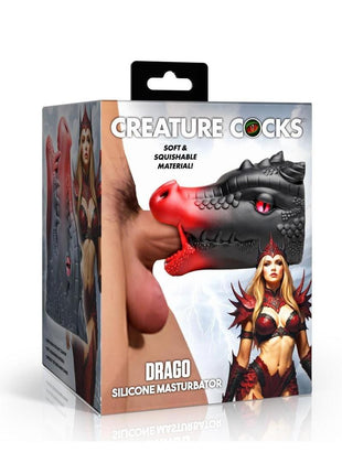 Creature Cocks Drago Silicone Masturbator - Black/Red