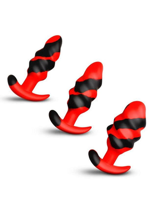 Creature Cocks Dragon Trainer Silicone Butt Plug - Black/Red - 3 Piece/Set