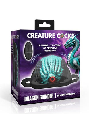 Creature Cocks Dragon Vibrating Rechargeable Silicone Grinder - Black/Teal