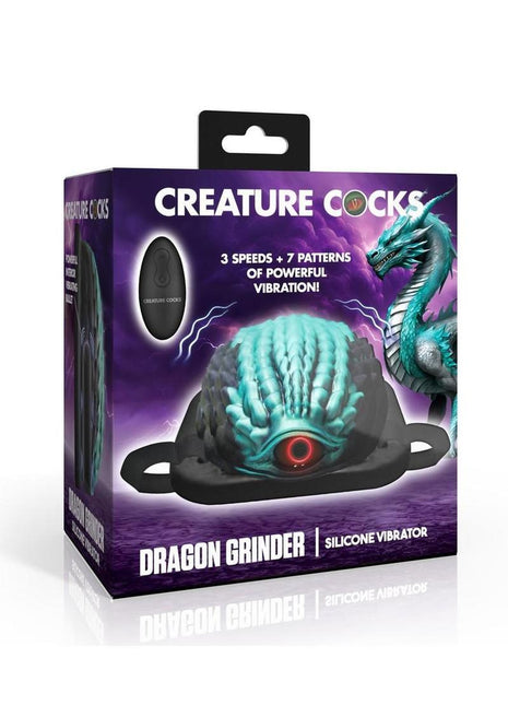 Creature Cocks Dragon Vibrating Rechargeable Silicone Grinder - Black/Teal