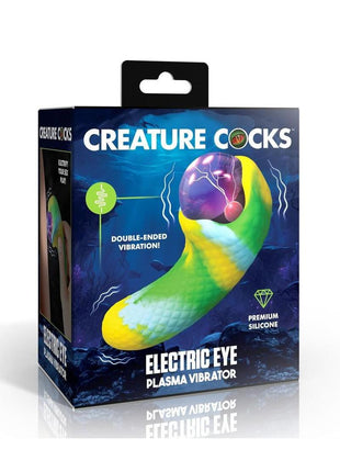 Creature Cocks Electric Eye Plasma Rechargeable Silicone Light-Up Vibrator - Green/Yellow