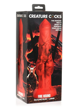 Creature Cocks Fire Hound Silicone Dildo - Black/Red - Large