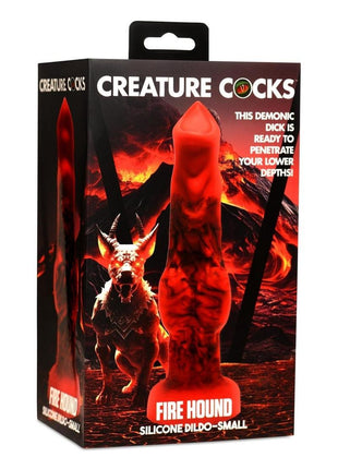 Creature Cocks Fire Hound Silicone Dildo - Black/Red - Small