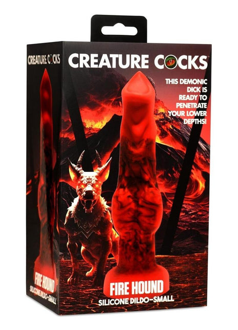 Creature Cocks Fire Hound Silicone Dildo - Black/Red - Small