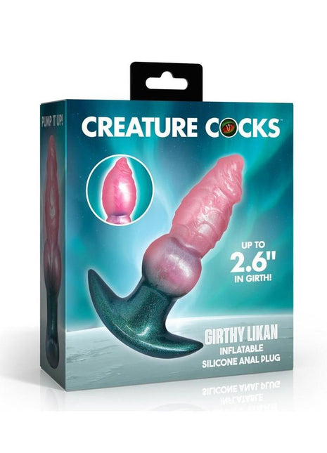 Creature Cocks Girthy Likan Inflatable Silicone Anal Plug - Multicolor