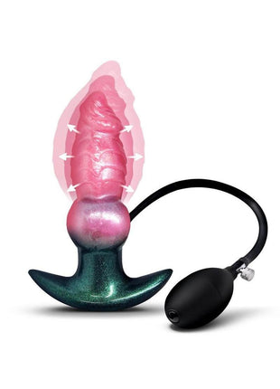 Creature Cocks Girthy Likan Inflatable Silicone Anal Plug - Multicolor