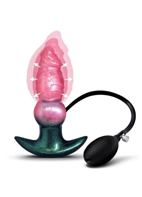 Creature Cocks Girthy Likan Inflatable Silicone Anal Plug - Multicolor
