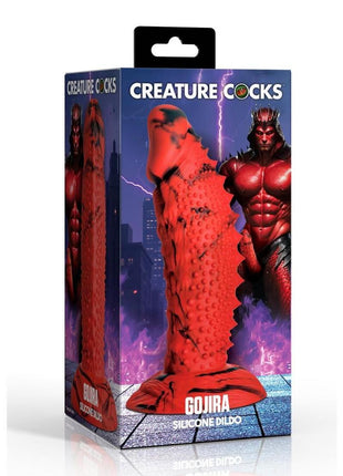 Creature Cocks Gojira Silicone Dildo - Black/Red