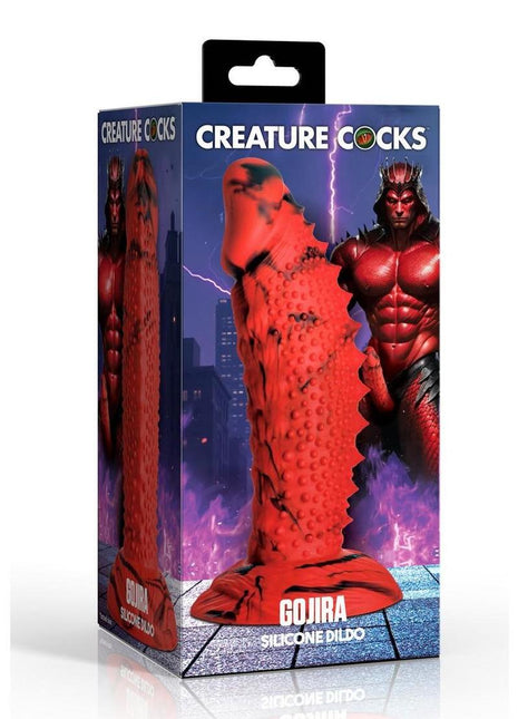 Creature Cocks Gojira Silicone Dildo - Black/Red