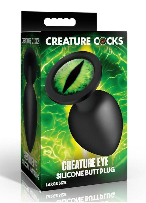 Creature Cocks Green Eye Silicone Butt Plug - Black/Green - Large
