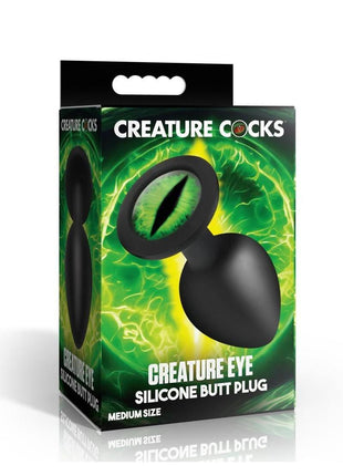 Creature Cocks Green Eye Silicone Butt Plug - Black/Green - Medium