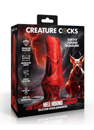 Creature Cocks Hell Hound Silicone Penis Enhancer - Black/Red