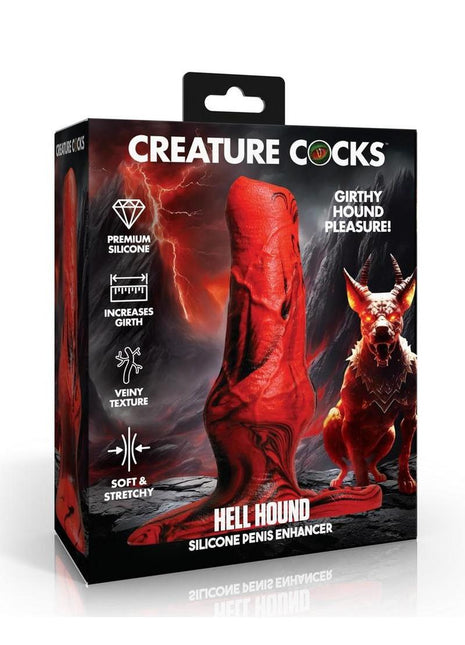 Creature Cocks Hell Hound Silicone Penis Enhancer - Black/Red