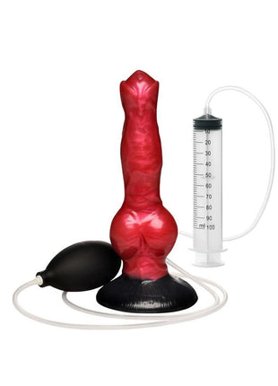 Creature Cocks Hell Hound Squirting Silicone Dildo - Black/Red