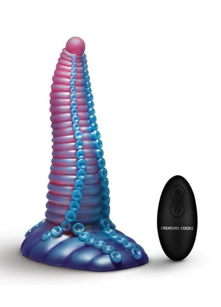 Creature Cocks Mega-Tenta Vibrating Rechargeable Silicone Dildo with Remote Control - Multicolor