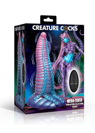 Creature Cocks Mega-Tenta Vibrating Rechargeable Silicone Dildo with Remote Control - Multicolor