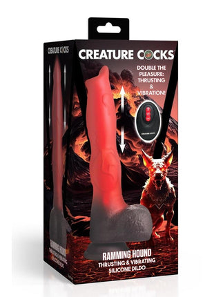 Creature Cocks Ramming Hound Thrusting and Vibrating Rechargeable Silicone Dildo - Brown/Red