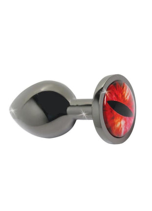 Creature Cocks Red Eye Metal Butt Plug - Black/Metal/Red - Medium