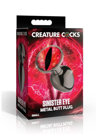Creature Cocks Red Eye Metal Butt Plug - Black/Metal/Red - Small