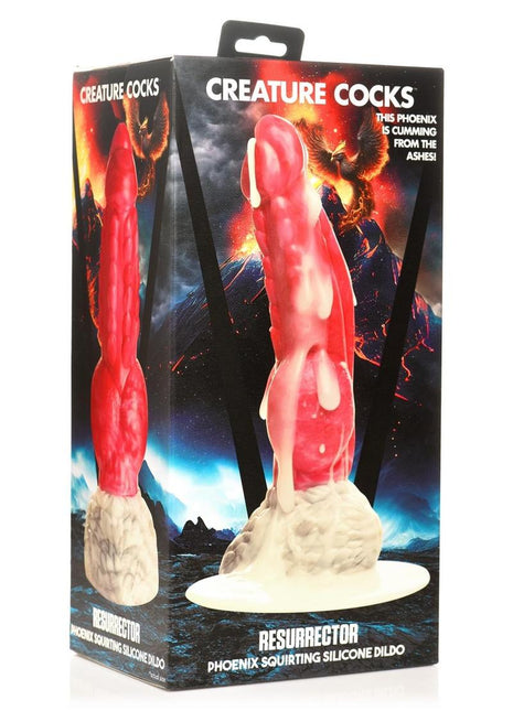 Creature Cocks Resurrector Phoenix Squirting Silicone Dildo - Red/White