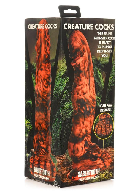 Creature Cocks Sabretooth Silicone Dildo - Black/Orange