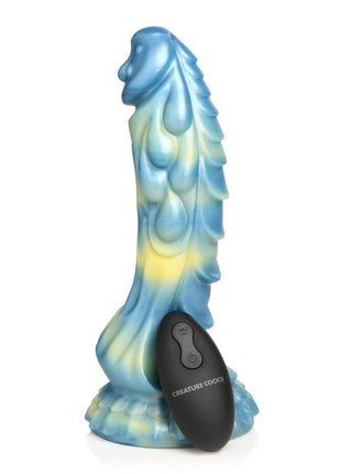 Creature Cocks Sea Stallion Silicone Rechargeable Dildo with Remote - Blue/Yellow