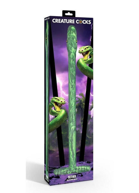Creature Cocks Slither Silicone Dildo - Green/Yellow