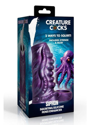 Creature Cocks Tentacle Squirting Silicone Penis Enhancer - Purple