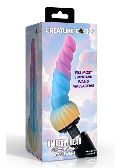 Creature Cocks Unicorn Head Silicone Wand Attachment - Rainbow