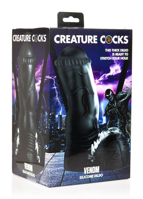 Creature Cocks Venom Silicone Dildo - Black/White