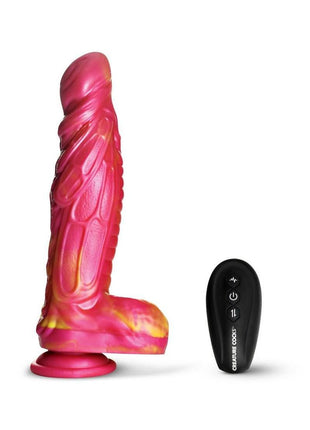 Creature Cocks Vespid Thrusting and Vibrating Silicone Dildo with Remote - Orange/Pink