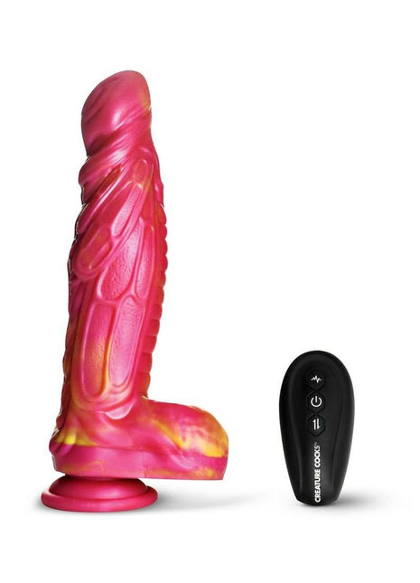 Creature Cocks Vespid Thrusting and Vibrating Silicone Dildo with Remote - Orange/Pink