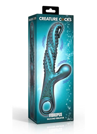 Creature Cocks Vibropus Rechargeable Silicone Rabbit Vibrator - Emerald