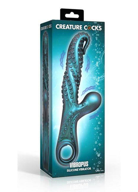 Creature Cocks Vibropus Rechargeable Silicone Rabbit Vibrator - Emerald