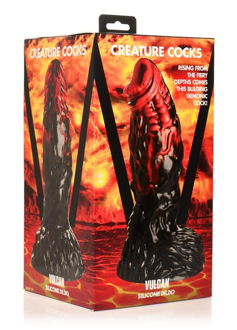 Creature Cocks Vulcan Silicone Dildo - Black/Red