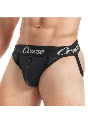 Cruze Buckle Up Zipper Jockstrap - Black - Medium/Small