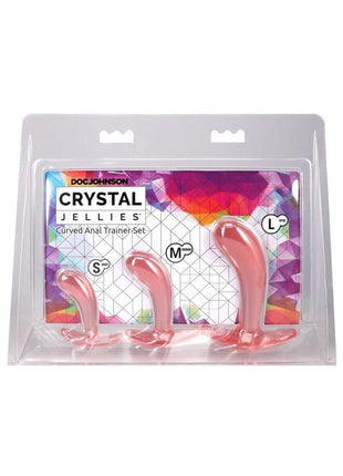 Crystal Jellies Curved Anal Trainer - Pink - 3 Piece/Set
