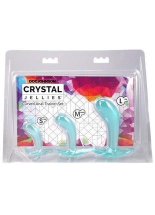 Crystal Jellies Curved Anal Trainer - Teal - 3 Piece/Set