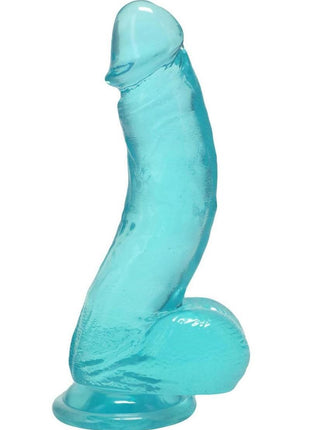 Crystal Jellies Curved Realistic Cock with Balls - Teal - 7in