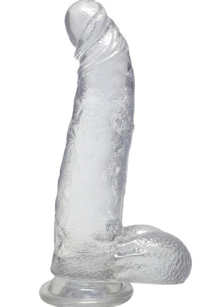 Crystal Jellies Curved Realistic Cock with Balls - Clear - 8in