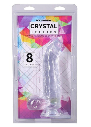 Crystal Jellies Curved Realistic Cock with Balls - Clear - 8in