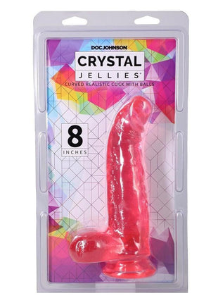 Crystal Jellies Curved Realistic Cock with Balls - Pink - 8in