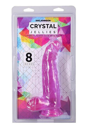 Crystal Jellies Curved Realistic Cock with Balls - Purple - 8in