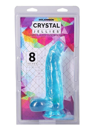 Crystal Jellies Curved Realistic Cock with Balls - Teal - 8in