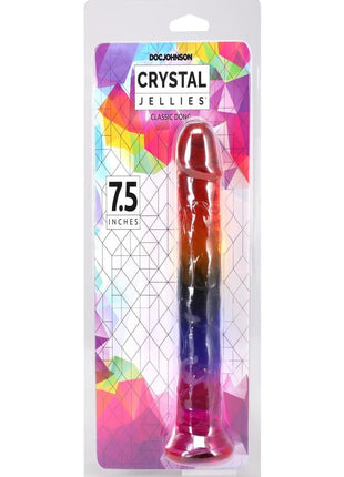 Crystal Jellies Dildo - Multicolor/Rainbow - 7.5in
